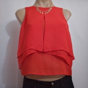 H & M Divided Red Sleeveless Layered Top Women's Size 2